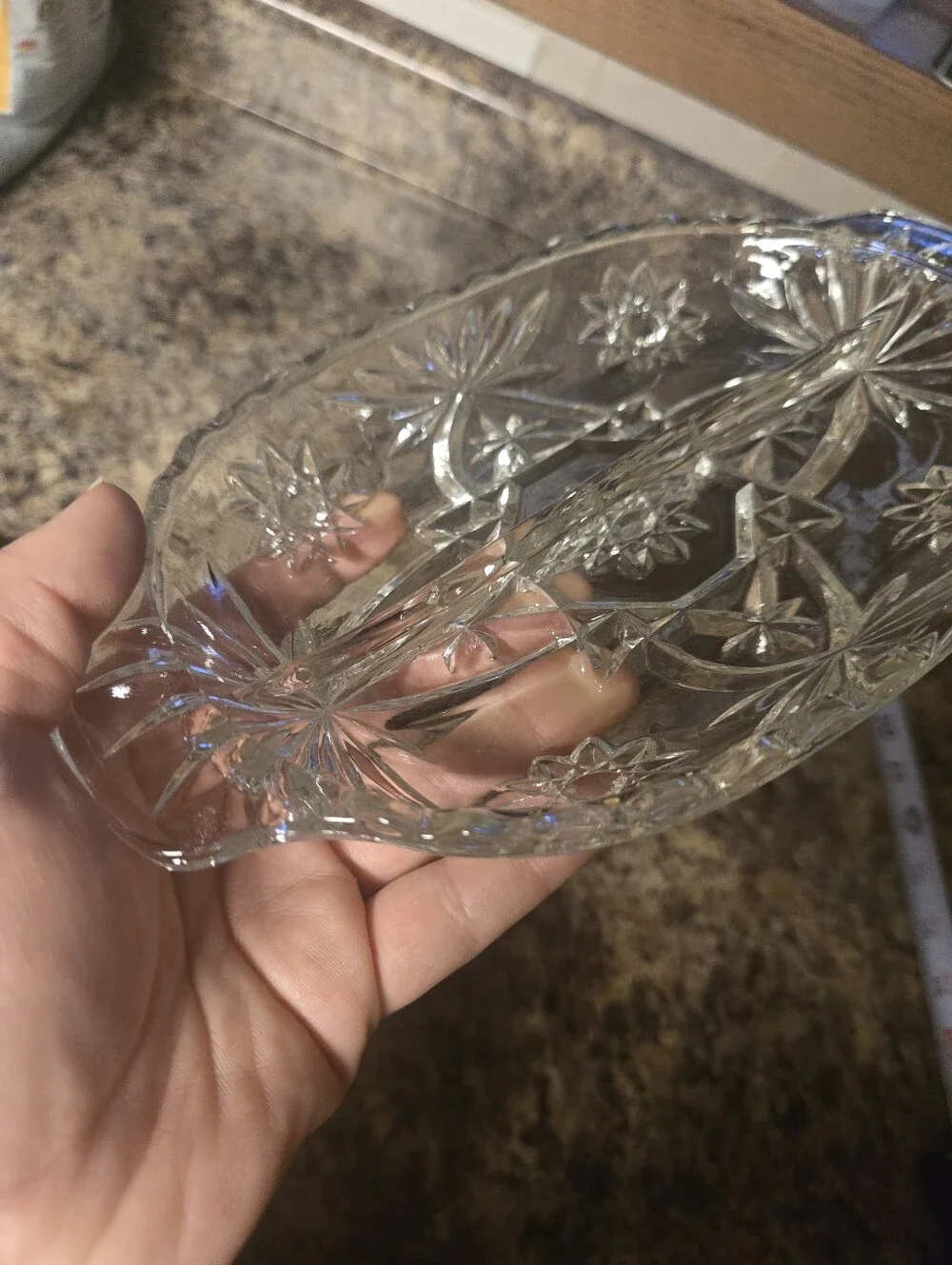 Vintage Crystal Slotted Serving Dish